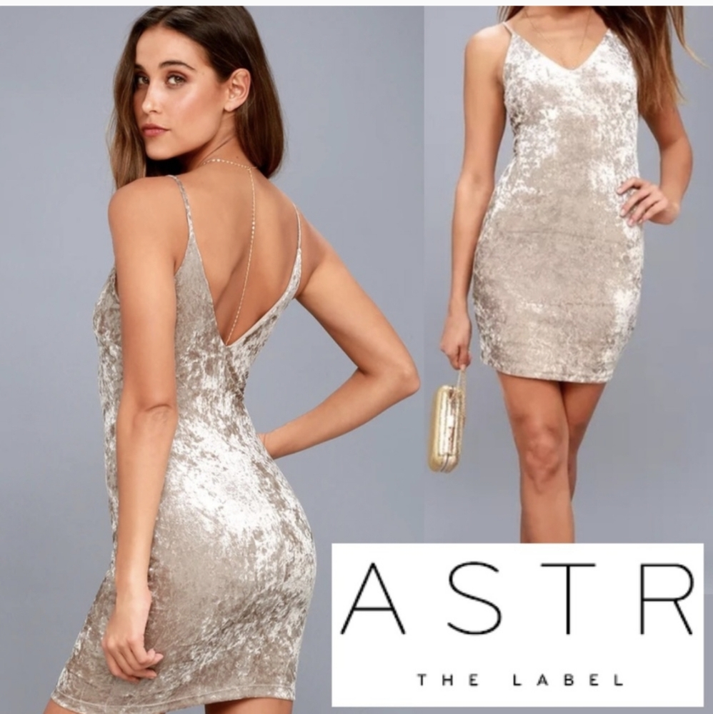 ASTR The Label • Coco Velvet Beige Bodycon Dress